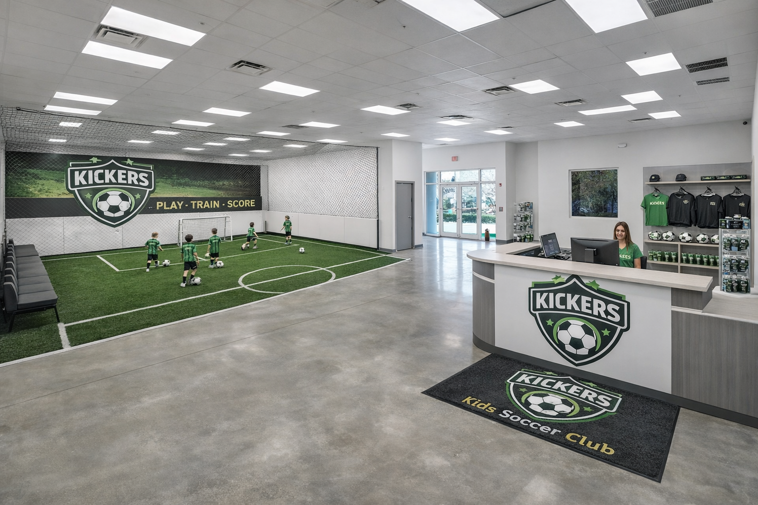 Indoor youth soccer concept