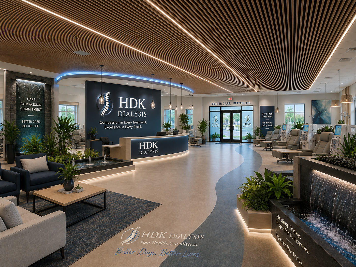Conceptual dialysis center interior