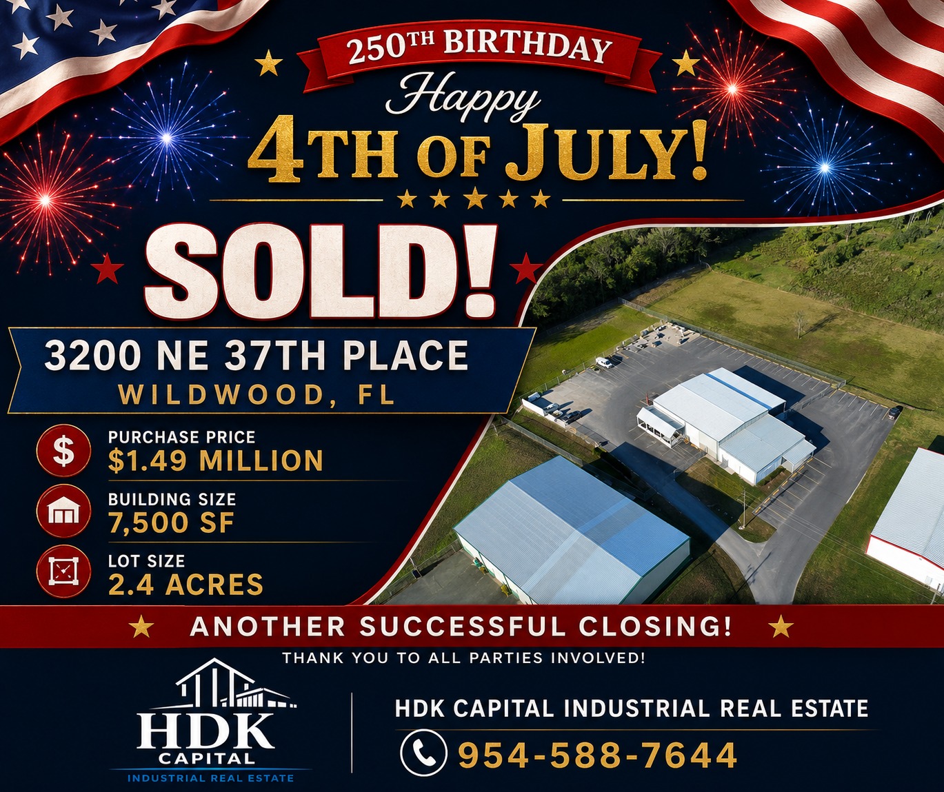 HDK Capital sold announcement: 3200 NE 37th Place