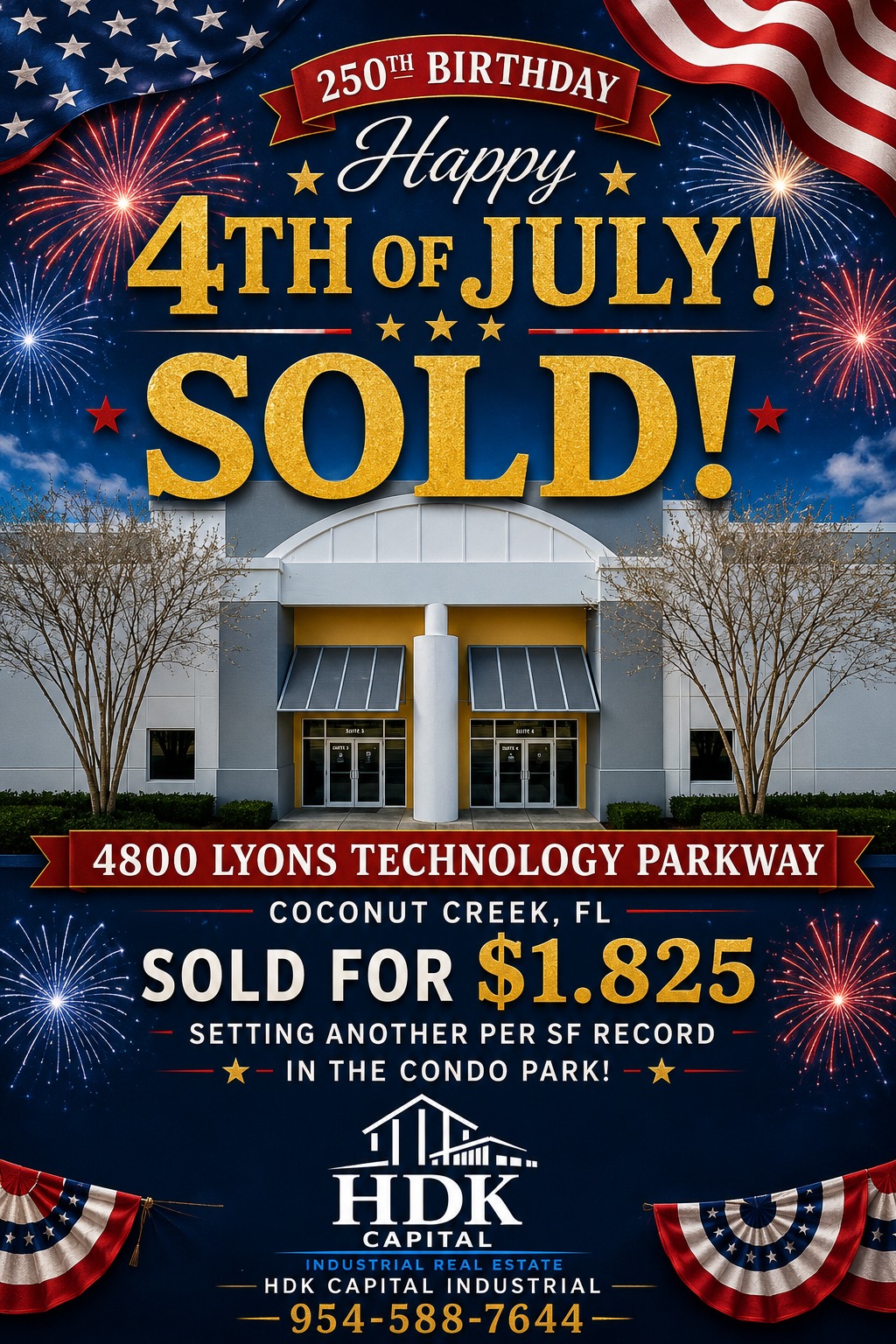 HDK Capital sold announcement: 4800 Lyons Technology Parkway, Unit 5